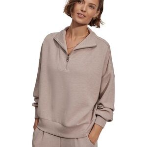 Varley Hawley Half Zip in Taupe Marl, Size Small, NWT